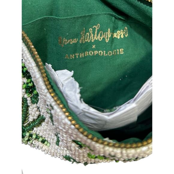 Anthropologie Beaded Monogram “M” Clutch – Green & Cream - Picture 6 of 9
